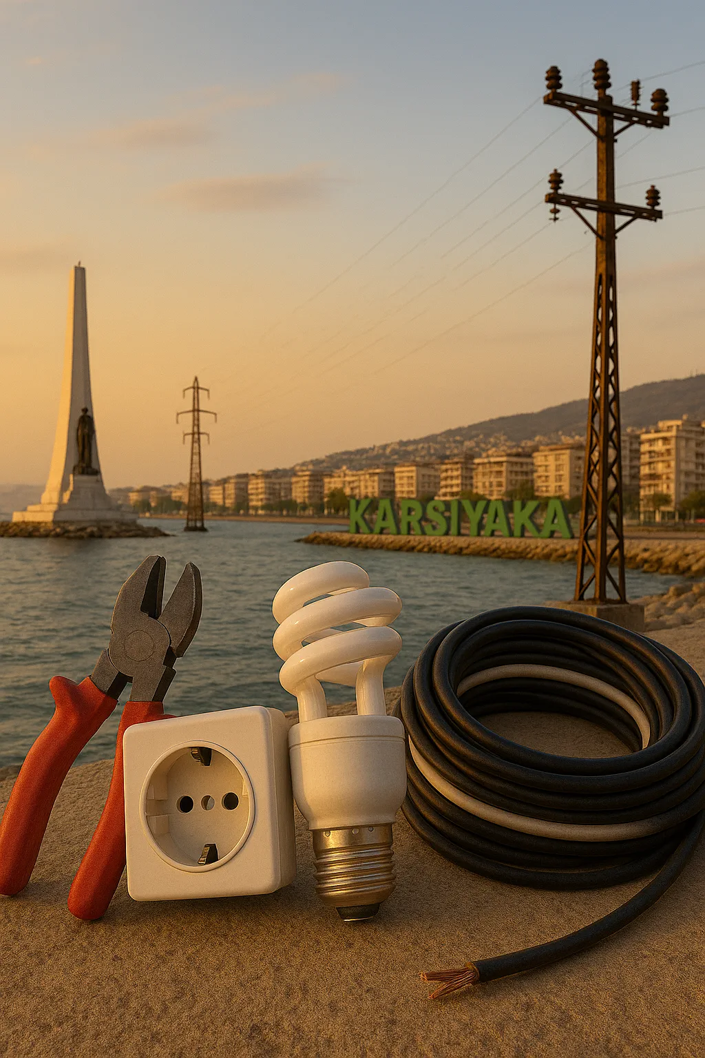 Karşıyaka'da elektrikçi hizmeti sunan ekip
